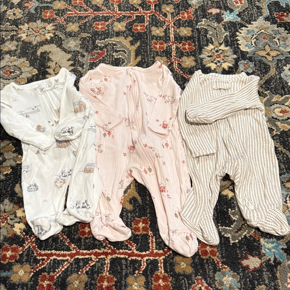 Carter's Kids One Piece Footies - Pink, White, Tan